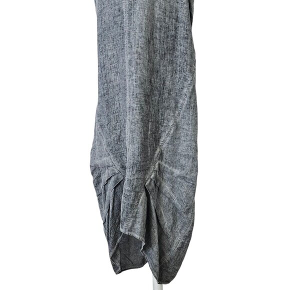 Athena Marie 100% Linen Lagenlook Long Dress, Grey Heathered, V-Neck, Size M - Picture 2 of 8